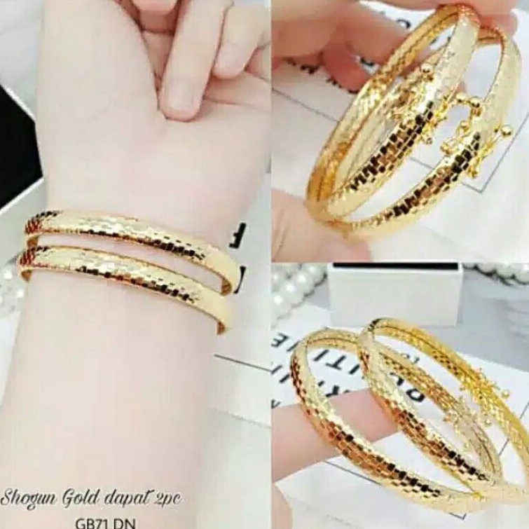 Xuping gelang keroncong ukir gold 2 Pcs P75