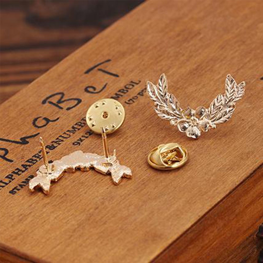 2pcs Bros Pin Bentuk Kipas Gandum Warna Emas Gaya Retro Untuk Aksesoris