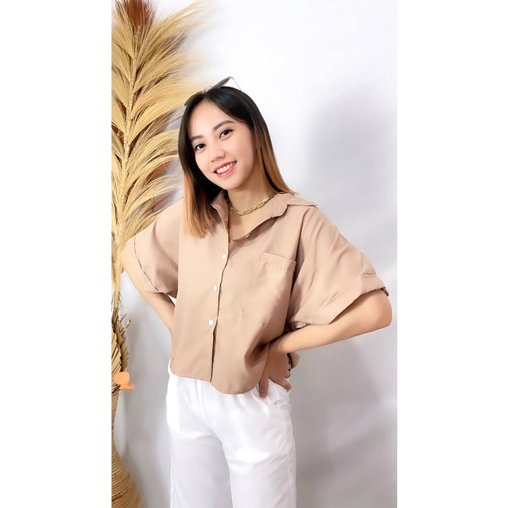 RX Fashion - Purcica Oversize Comfy Shirt - Kemeja Viscose Crop Shirt - Kemeja Crop Kekinian / Kem Jolize - BN