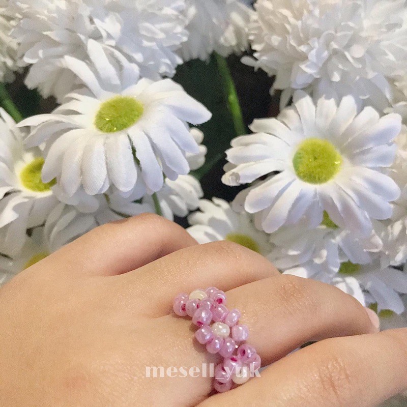 Single Camelia Vol.2 Party Flower Glow Road Lamp Fan’s Beads Ring / Cincin Mute / Cincin Manik-Manik