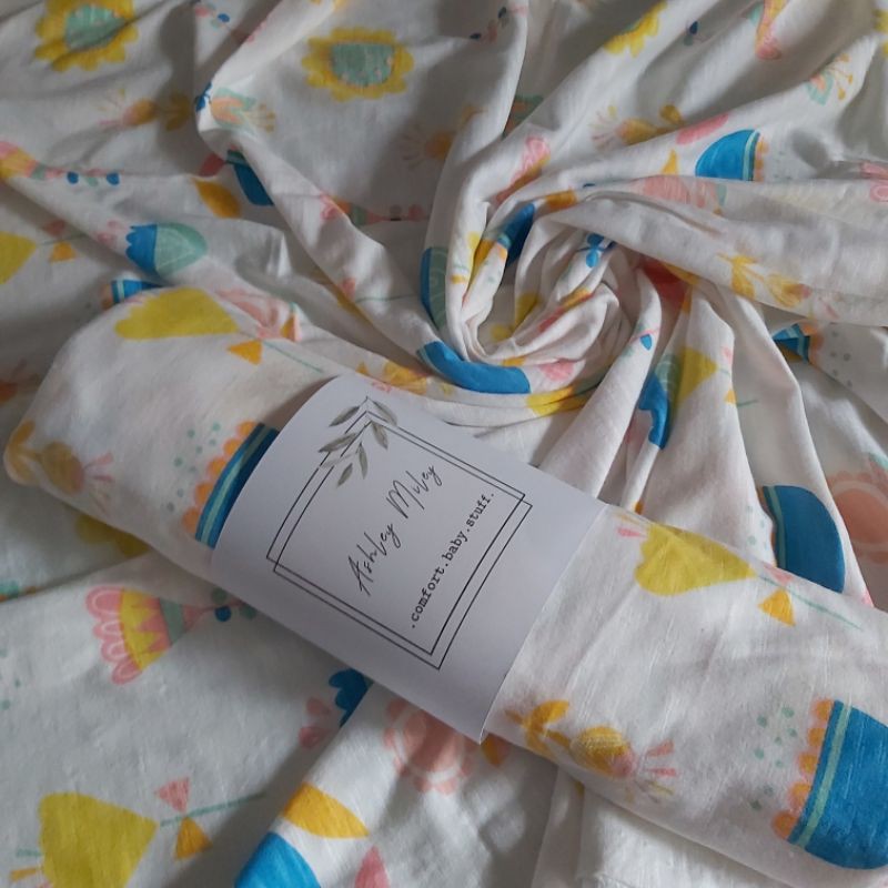 Last stock Bedong Kaos Motif Bunga Swaddle Bedong Bayi Baby/Kain Bedong Bayi Bahan Katun motif