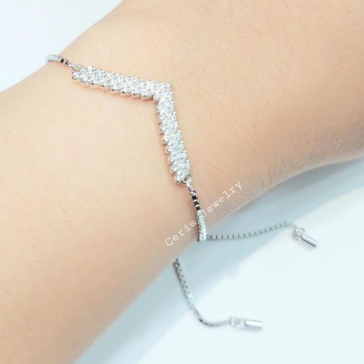 Tren Kekinian.. Gelang Perak Asli Silver Wanita 925 Lapis Emas Putih Model Gelang Serut Fuji Kaku/ G