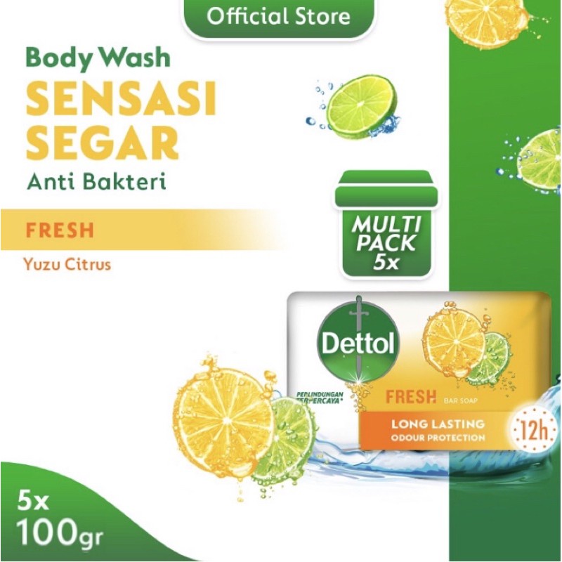 

Dettol Sabun Batang Fresh Yuzu Citrus 5x 100 gr