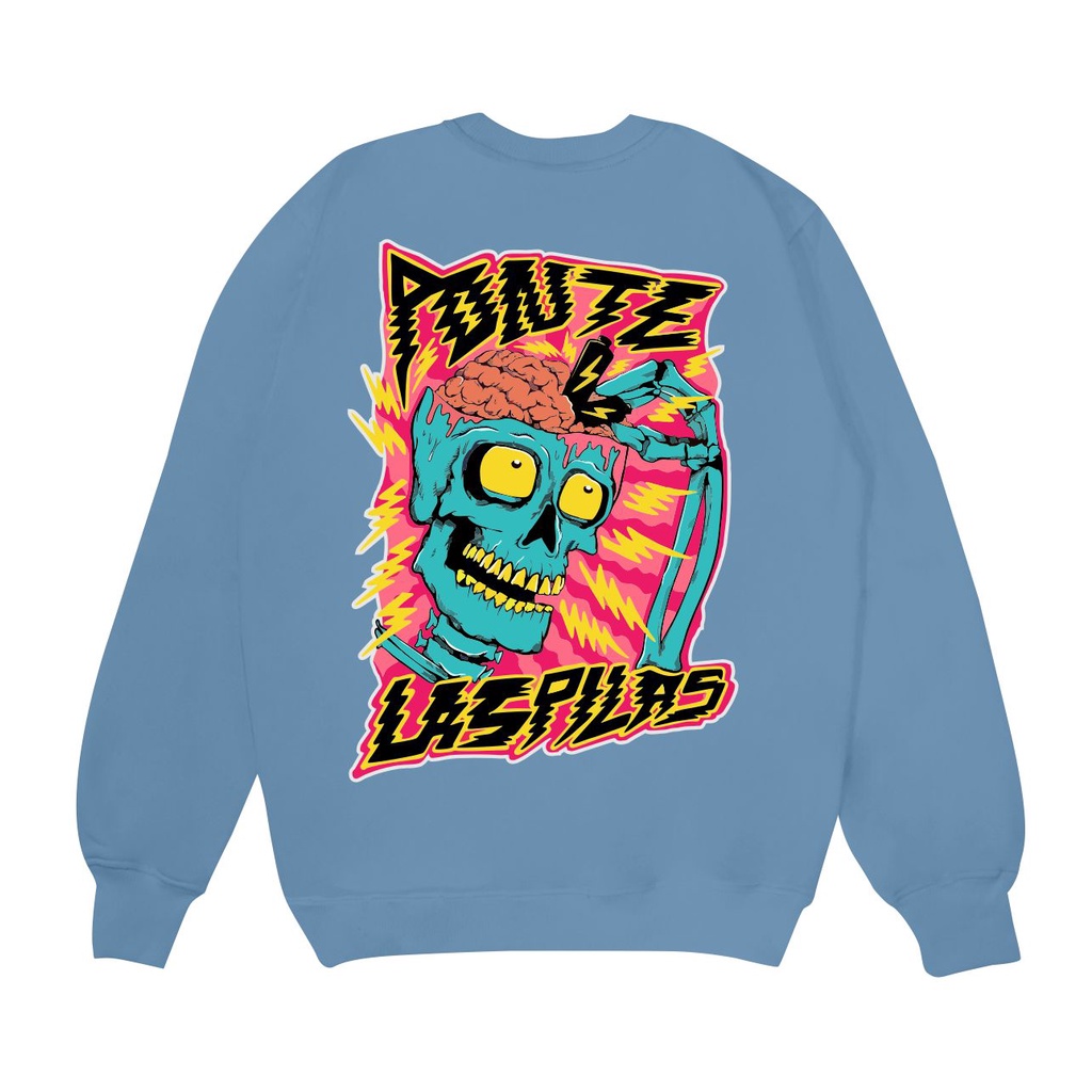 Sweater Crewneck Pria Ponte Las Pilas Sweater Sablon Depan Belakang  Size M-XXL