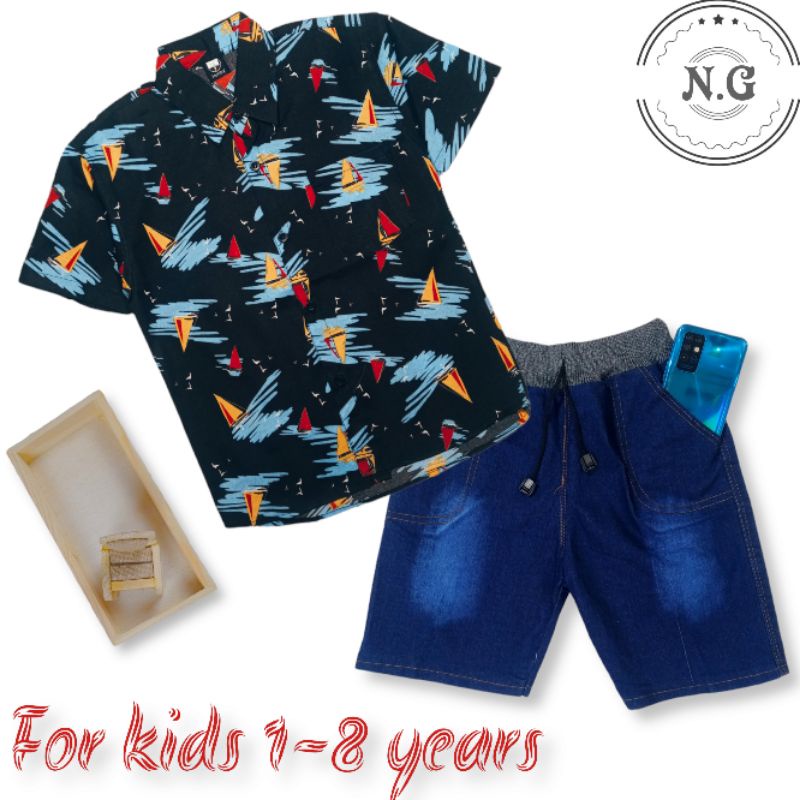 Setelan Kemeja Anak laki-laki 1-8 tahun Setelan Levis Anak tanggung-6