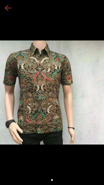 Promo Big Sale99 Bswart Batik Hrb026 Kenongo Hem Pendek Padi Pekalongan M L Xl Batik Pria Murah Mode