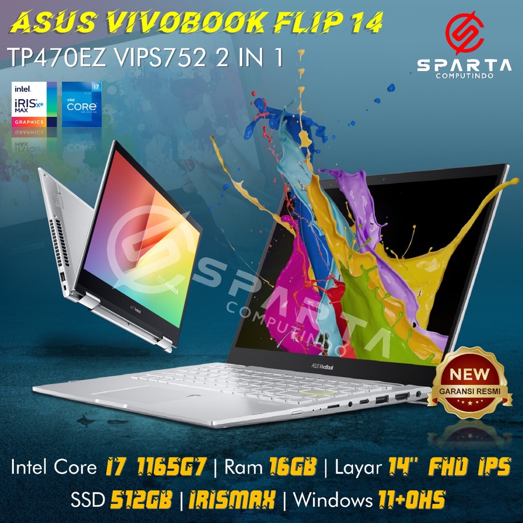 Laptop 2 in 1 Asus VivoBook Flip TP470EZ-VIPS752 Core i7-1165G7 16GB 512GB SSD 14″ Touch Win 11+OHS 2021 Transparent Silver