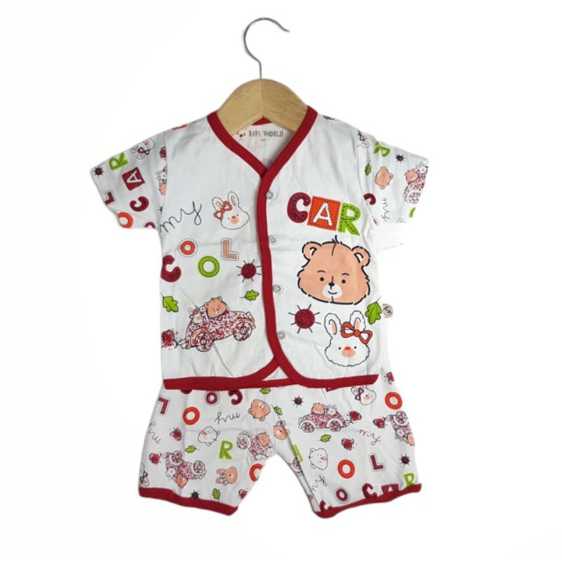 SETELAN SIKUNING PAKAIAN BAJU ANAK COWOK MOTIF CAR COOL CELANA PENDEK 6-12 BULAN