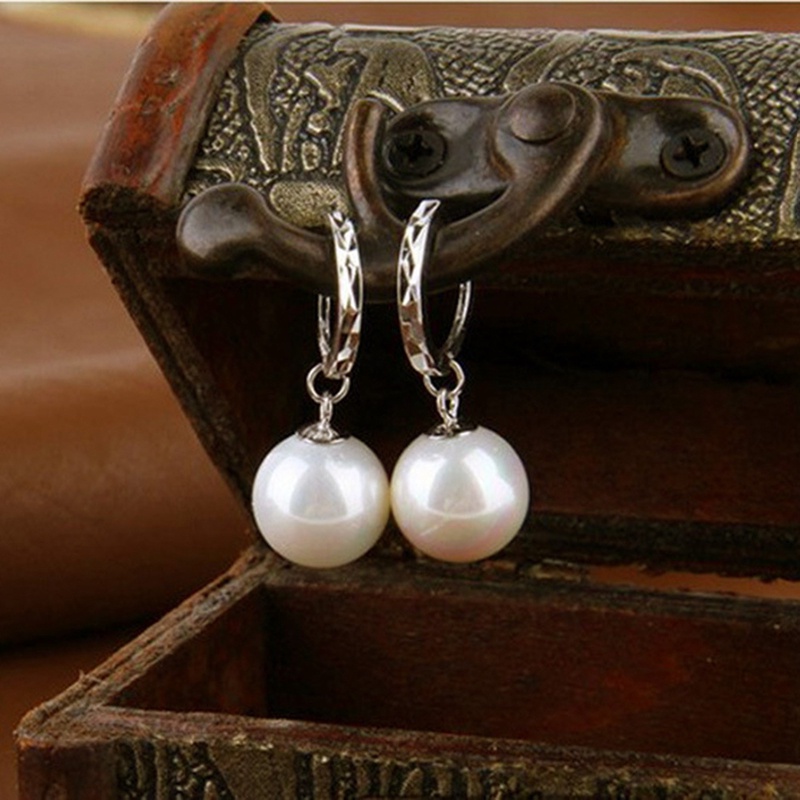 Anting Tusuk Gantung Temperament Bahan Sterling Silver 925 Desain Geometrimutiaraberlian Gaya Koreasimpleelegan Untuk Wanita