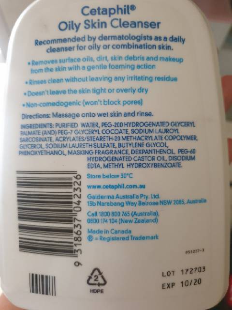 Cetaphil Oily Skin Cleanser Share In Bottle