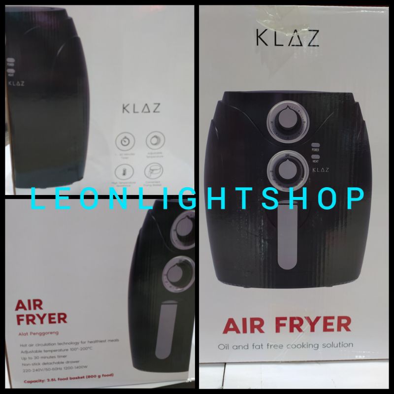 KLAZ AIR FRYER LOW FAT 2,5 LTR MANUAL HITAM/ACE ALAT GORENG &amp; MESIN PENGGORENGAN TANPA MINYAK/ACE AIR FRYER