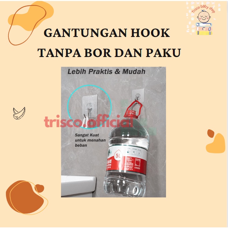 Gantungan Hook dinding tempel serbaguna Ajaib Tanpa bor dan Paku