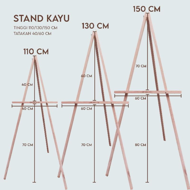 Standing kayu / stand Tripod / papan bunga 100 CM paper flowers kertas jasmine