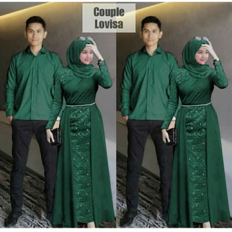 BAJU COUPLE BRUKAT HIJAU BOTOL