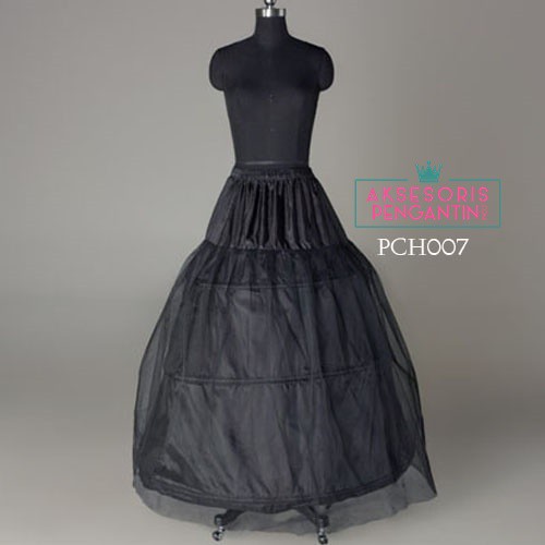 [BISA COD] PETTYCOAT ROK DALAMAN PETTICOAT 3 RING LOLITA SKIRT PREMIUM HITAM PCH007