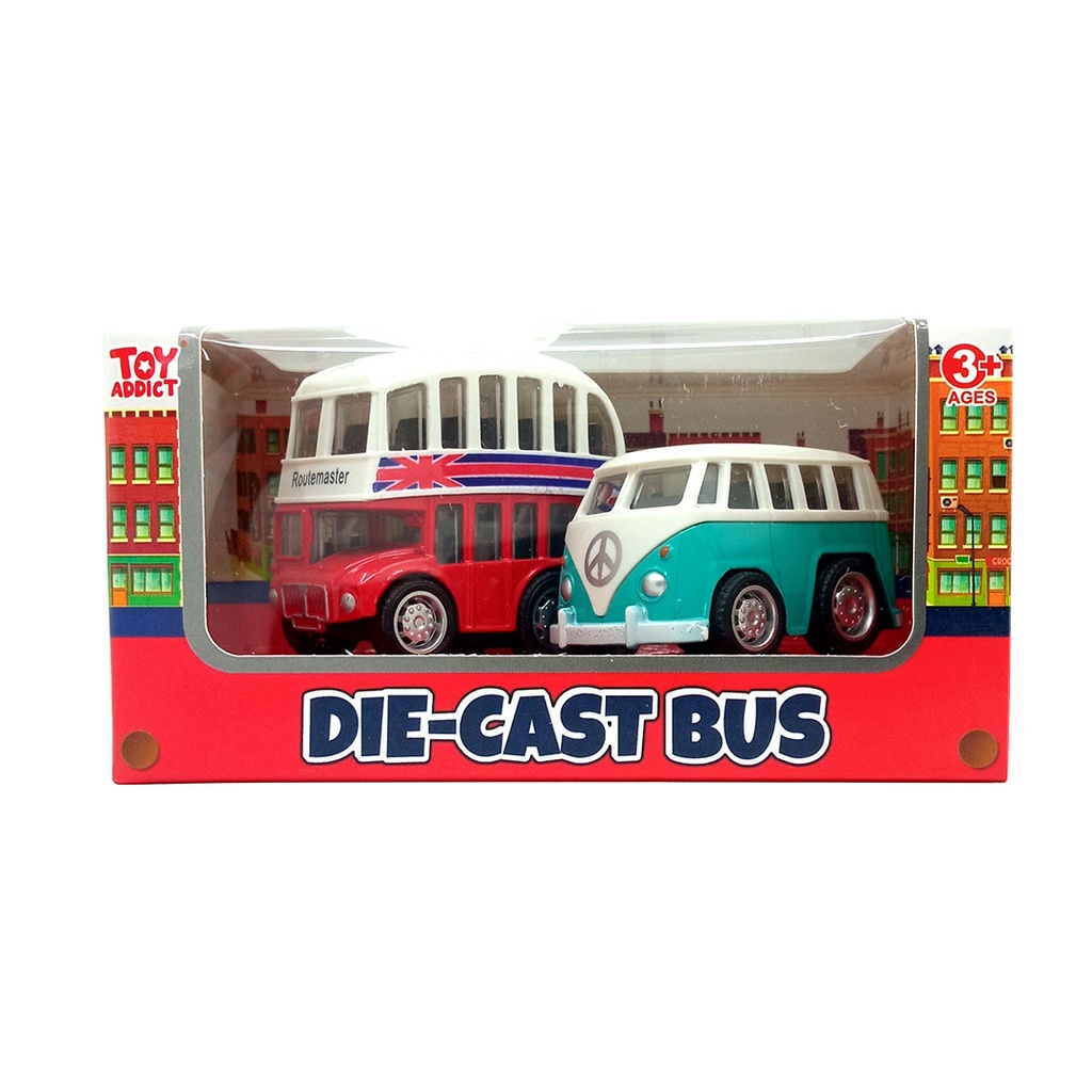 Toy Addict 2-In-1 Mini Bus DieCast Mobil Pullback Mainan Anak