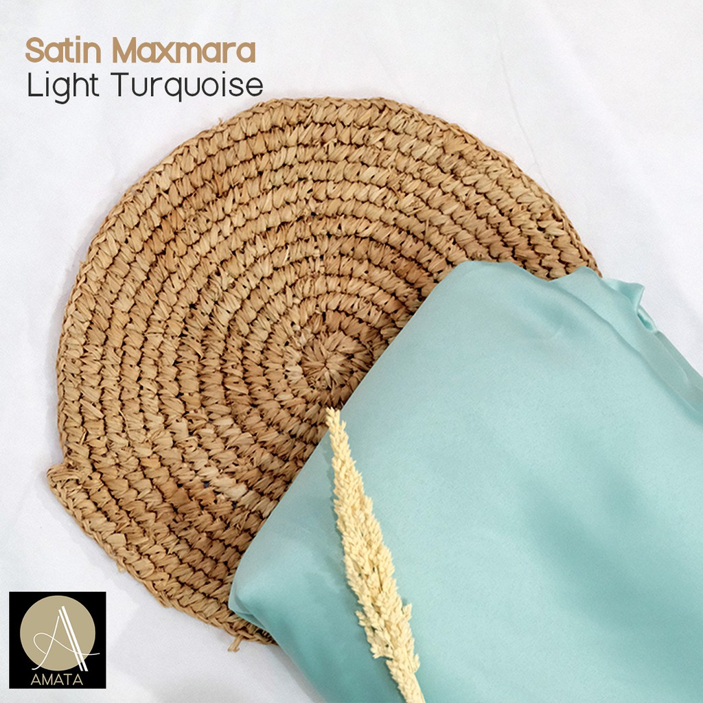 1/2 meter Kain Satin Maxmara / Sateen Velvet Premium Light Turquoise Amata