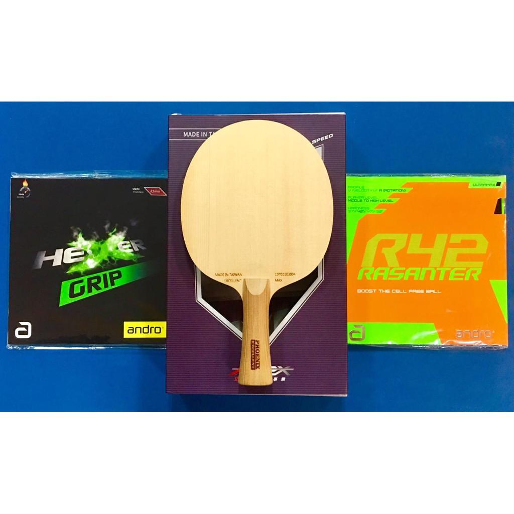 Setup Tenis Meja Pingpong Ariex 1 PLY Kiso Hinoki Hexer Grip Rasanter R42