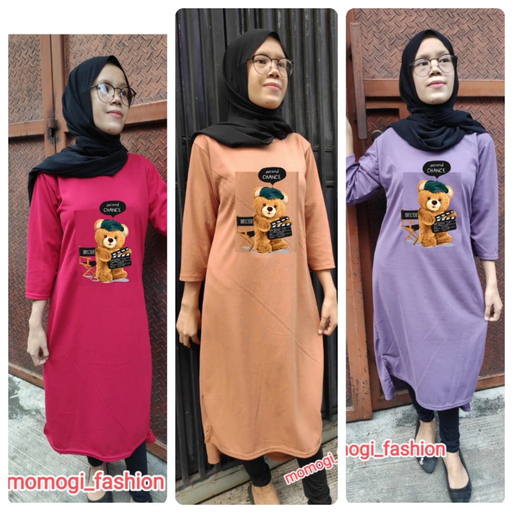 MOMOGI- MIDI DRESS KARAKTER BEAR ADLV / LONG TUNIK ALL SIZE