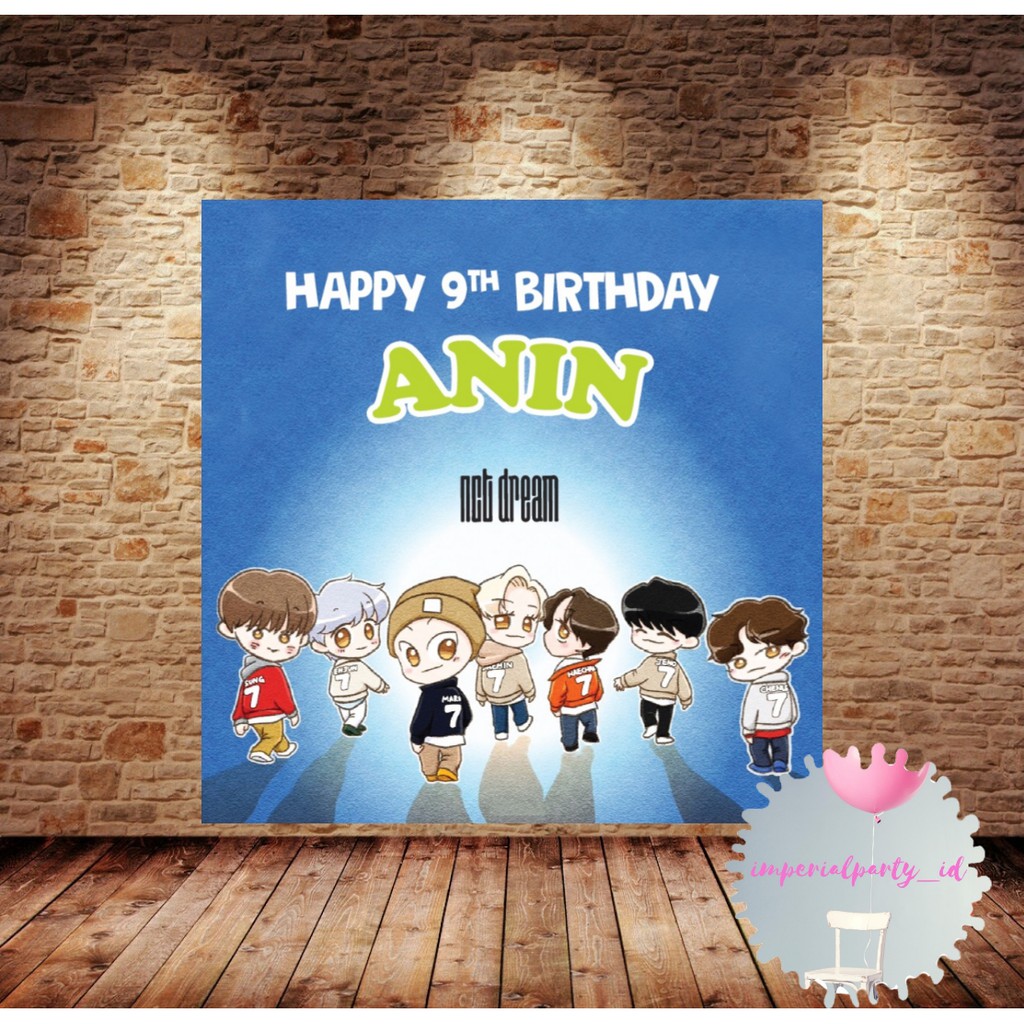 Custom Backdrop Banner Spanduk Happy Birthday NCT Dream Kpop Kartun