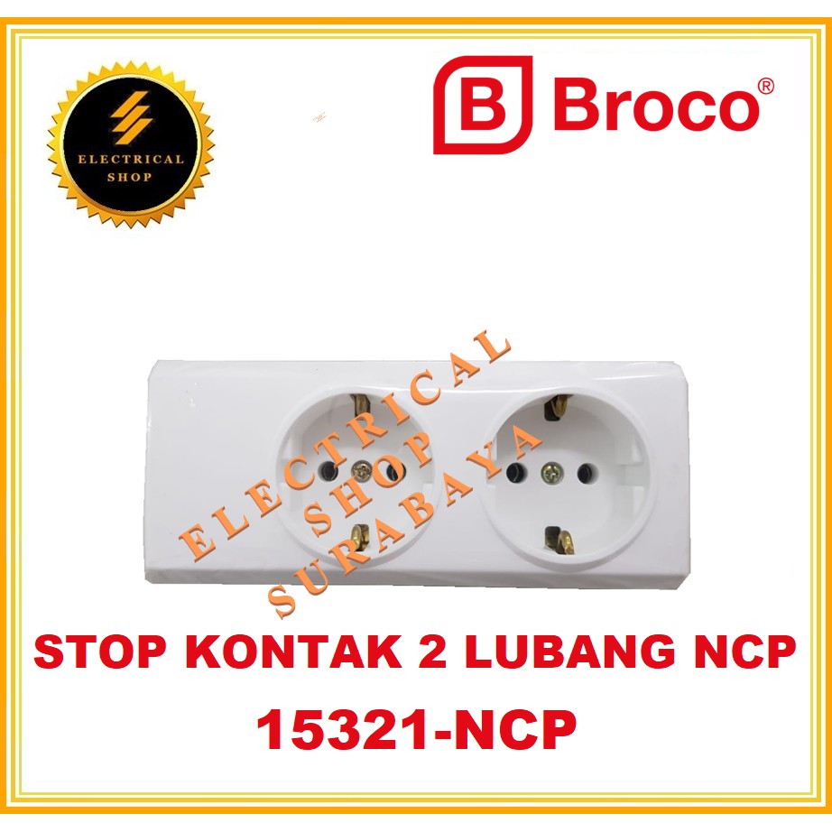 BROCO STOP KONTAK ARDE NON CP 2 LUBANG PUTIH 15321 (HARGA GROSIR) Terminal Kuningan 2Lubang 1532155 NCP SNI ORIGINAL ORI MURAH