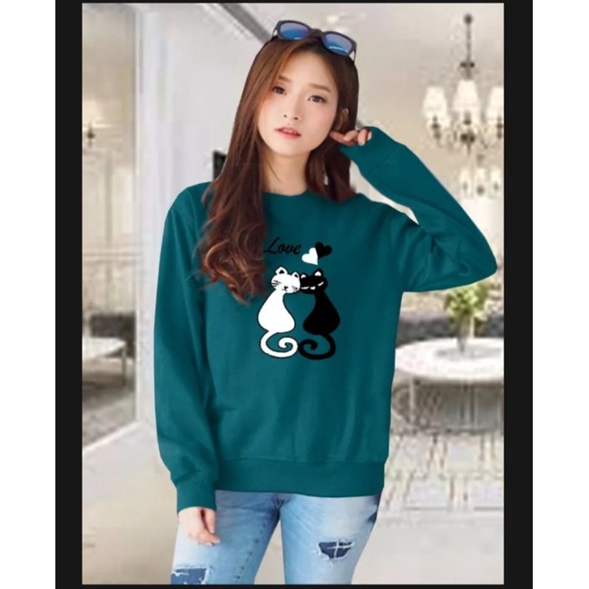 kaos oblong/sweatshirt atasan wanita lengan panjang