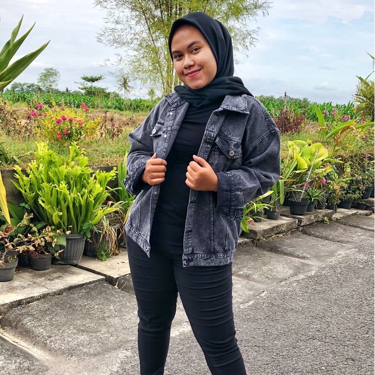 Jaket Jeans Oversize LD 110 - 150 // Jaket Jumbo Saku Wanita Sandwash Denim Premium-ARETHA SW HTM LD120