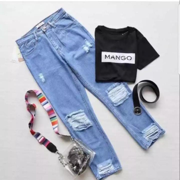 Celana boyfriend wanita-celana jeans panjang wanita-jeans boyfriend sobek wanita-celan sobek sobek-c