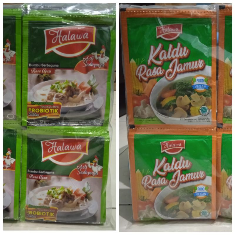 

Kaldu Halawa Mix Ayam Jamur 24sachet (Ayam 12, Jamur 12)