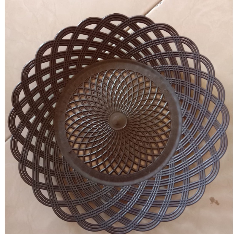 Piring Plastik Rotan Anyam / Piring Plastik Motif Bunga / Piring Rotan