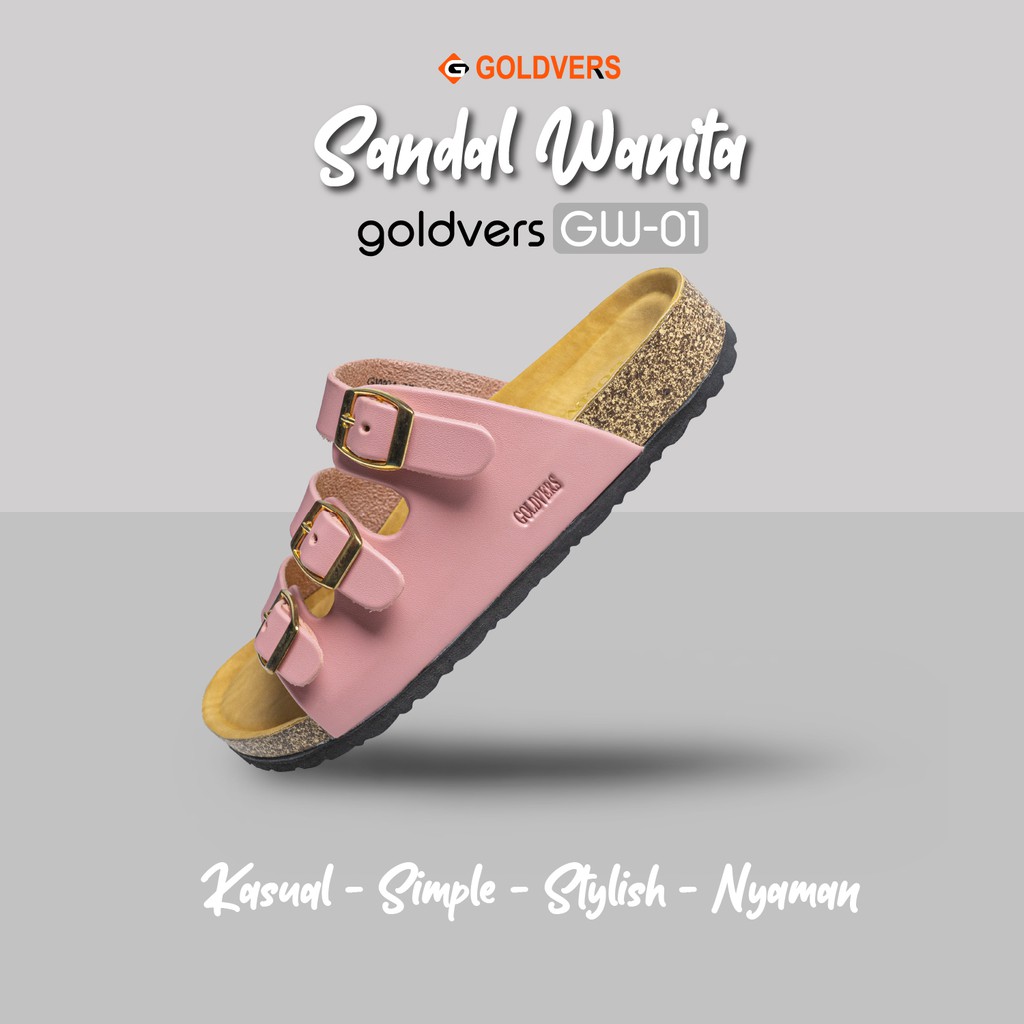 Sandal Wanita Sandal Goldvers Sendal Best Quality Import Sandal Santai Cewek - Goldiesbags