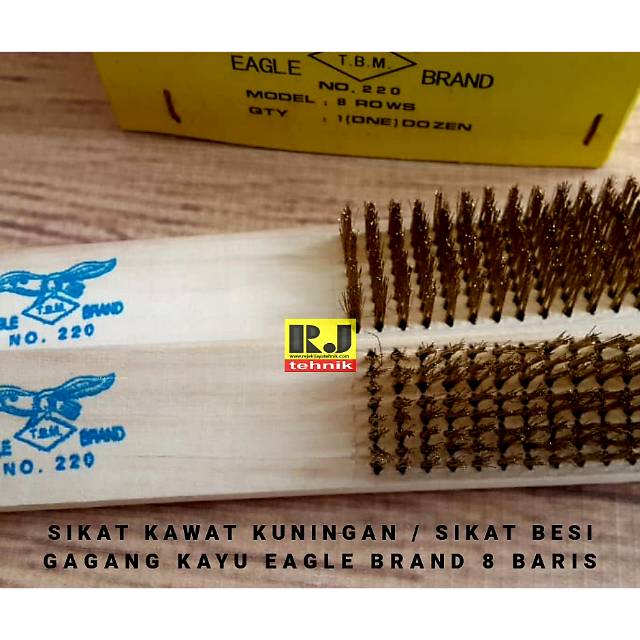 Jual Sikat Kawat Kuningan Sikat Besi Gagang Kayu Eagle Brand Baris