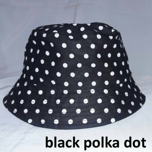 Topi bucket hat polka dot topi polkadot bulat