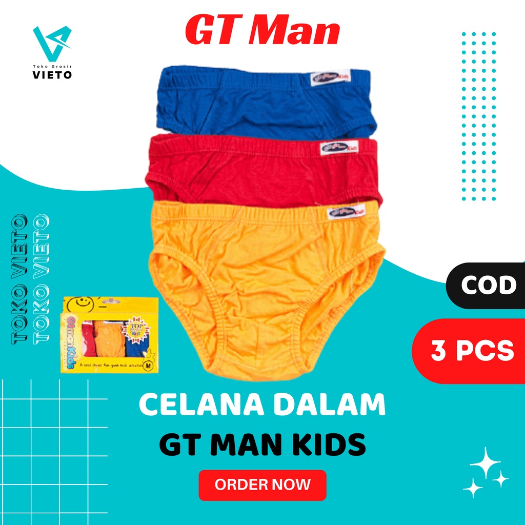Celana Dalam Anak Laki-Laki GT Man Kids GTMK-01 Isi 3 Pcs Polos Warna Sempak Anak Laki Selempak Cowo