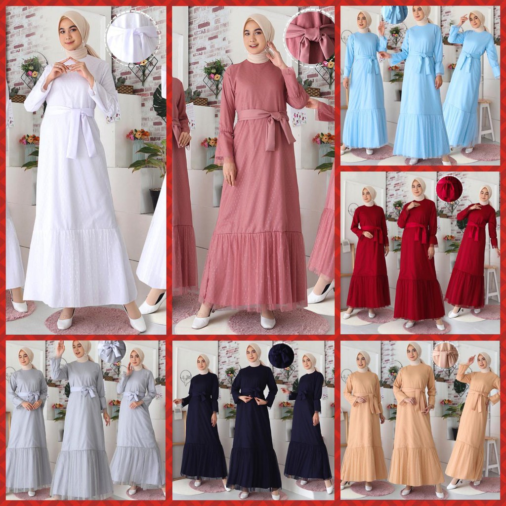 GAMIS POLOS TERBARU2021 LEBARAN WANITA GAMIS KEKINIAN 2021 PAKAIAN WANITA GAMIS BROKAT MEWAH