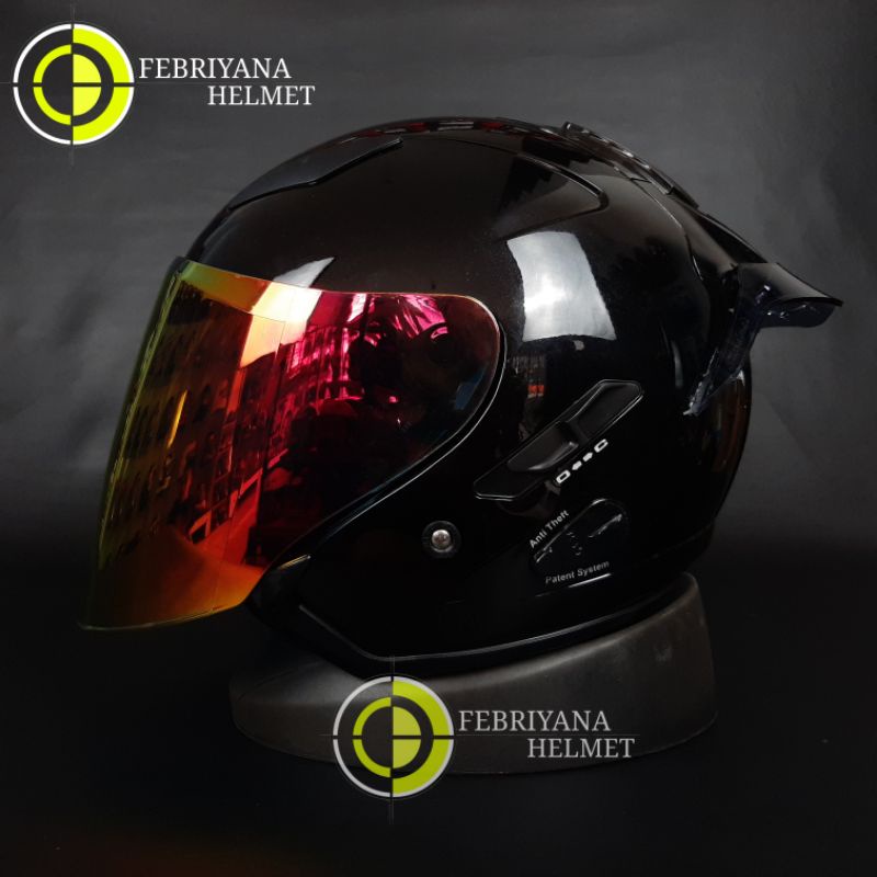 HELM KYT GALAXY SLIDE SOLID BLACK GLOSSY | KYT HELMET GALAXY FLAT R PAKET GANTENG