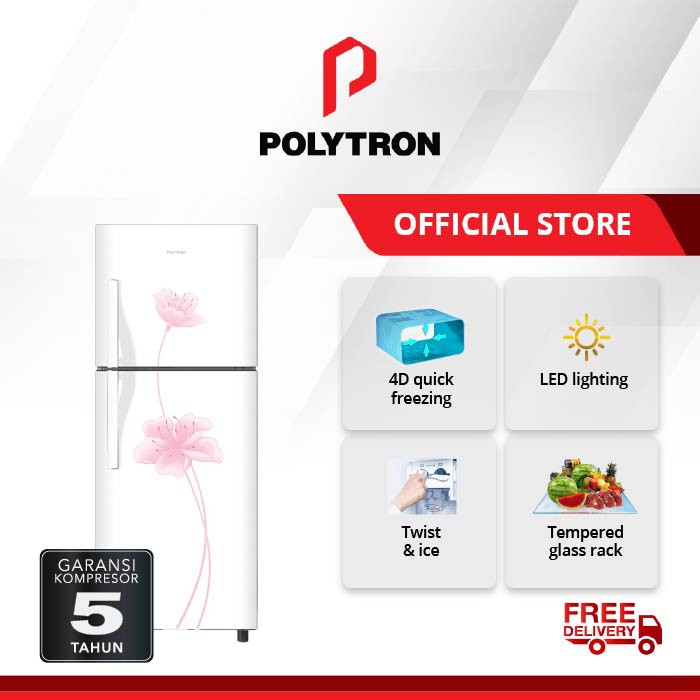 Polytron Kulkas 2 Pintu  Metal  Series 210 Liter PRX 212W 