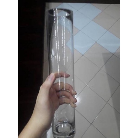 Vas bunga kaca tinggi 30 cm diameter 6 cm kaca tebal elegan pot bunga