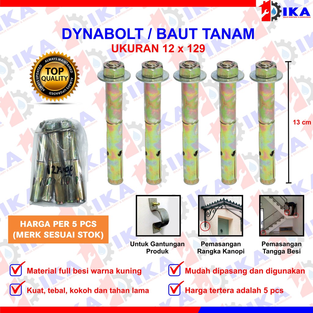 Dinabol (HARGA 1SET ISI 5BUAH PALING MURAH ) / dynabolt / Baut Tembok Ukuran Komplit Harga Per 5 pcs