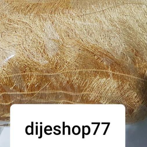 ➤ Rumbai Emas 15cm - ROLL / Renda Rumbai Gold 15 cm / gombyok / renda dayak / tassel metalik ✭