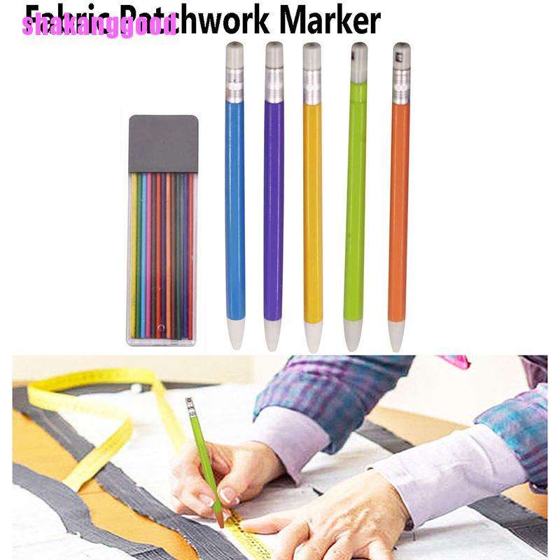 SKK Tailors Chalk Pencil Patchwork Fabric Marker Pens with 12pcs Refills DIY Sewing SKK