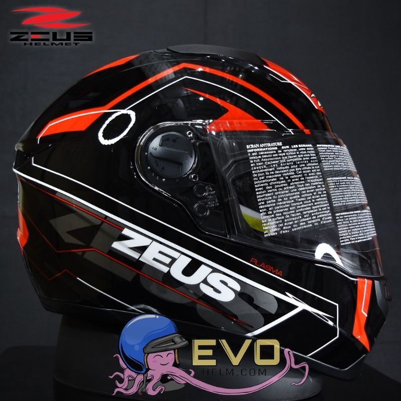 HELM ZEUS FULL FACE BLACK AL5 BLUE - FREE SMOKE VISOR ZEUS ORIGINAL ( ONGKIR 2KG )-AL5 BLACK RED