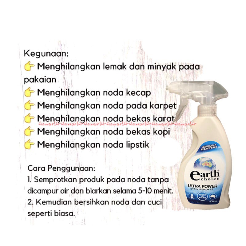 Earth Choice Ultra Power Stain Remover 400ml Spray Penghilang Noda Pakaian