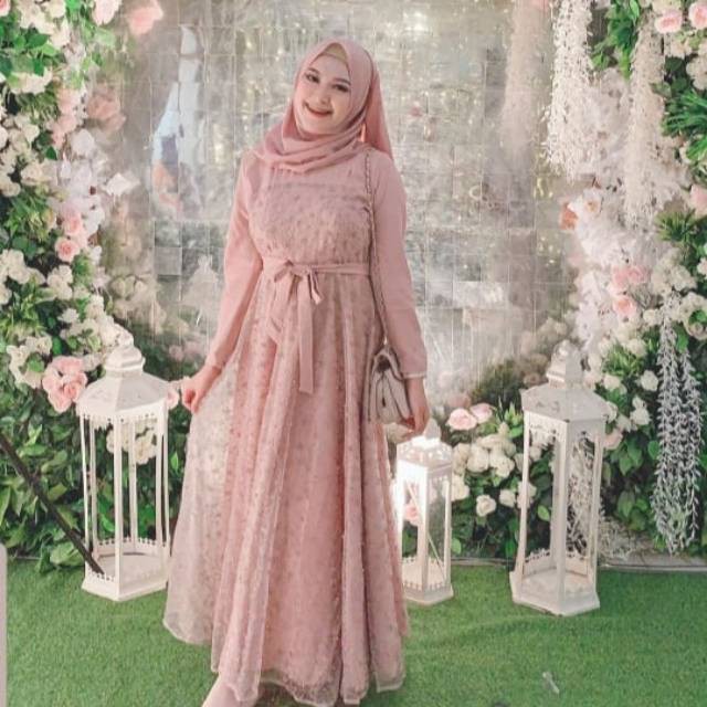 Gamis Pesta Remaja Fashion Wanita Kekinian Terbaru 2021 Dress Muslim Kondangan Party / Maxy Jelita