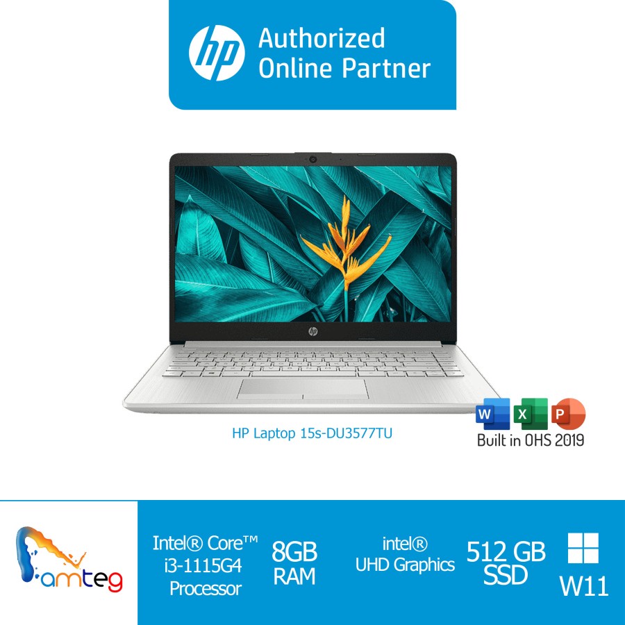 HP Laptop 15s DU3577TU / i3-1115G4 / RAM 8GB / 512GB SSD / W11 / OHS