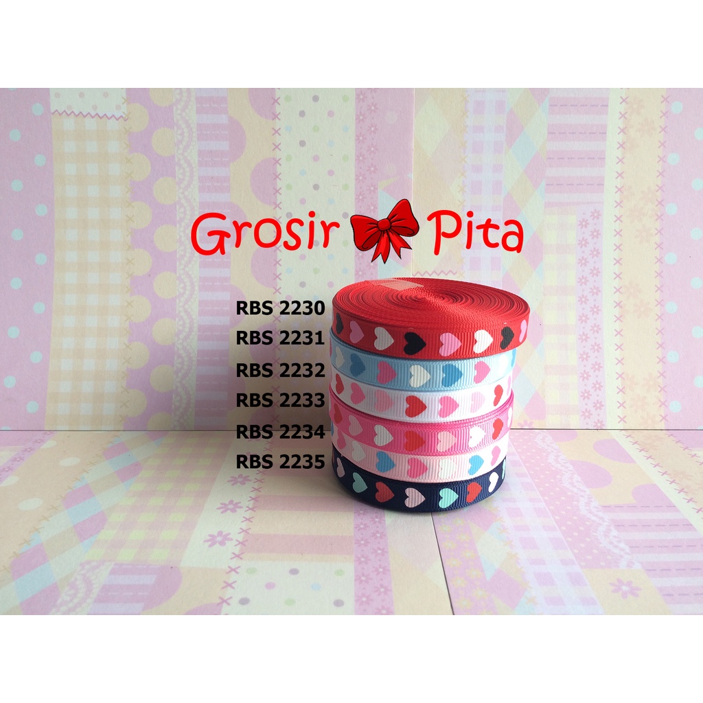

(25 yard) Pita Grosgrain Motif Love RBS 2230,2231,2232,2233,2234,2235 | Toko Bahan Craft | Grosir Pita