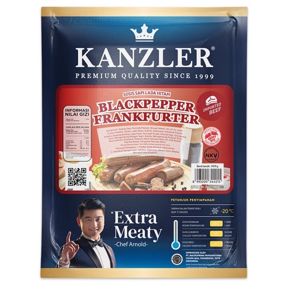 

Kanzler Beef Blackpepper Frankfurter 300gr – Sosis Sapi Lada Hitam (KHUSUS KURIR INSTANT)