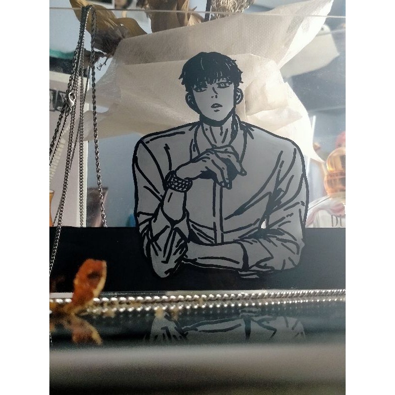 Custom Anime Painting On Acrylic (Black & White Version)