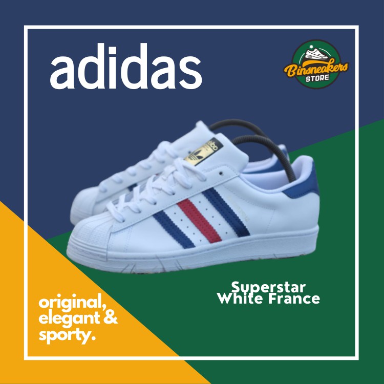 Sepatu Sneakers Adidas Superstar France / Sepatu Casual / Sneakers Pria / Sneakers Original Putih