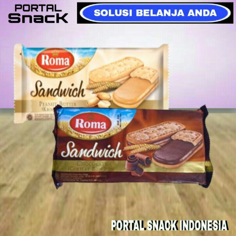 

ROMA SANDWICH Biskuit coklat/kacang 216gr